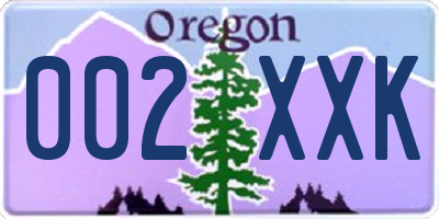 OR license plate 002XXK