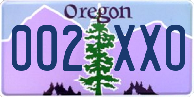 OR license plate 002XXO
