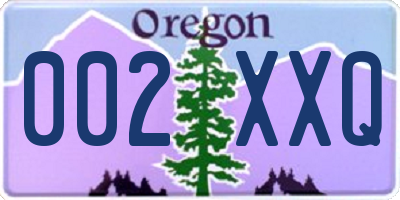 OR license plate 002XXQ