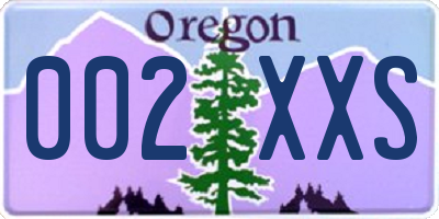 OR license plate 002XXS