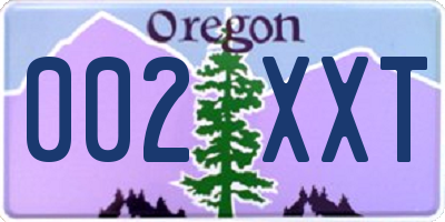 OR license plate 002XXT