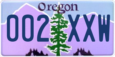 OR license plate 002XXW