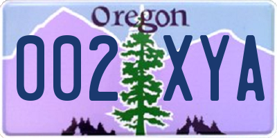 OR license plate 002XYA
