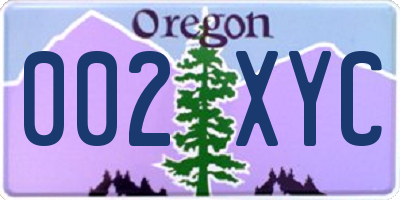 OR license plate 002XYC