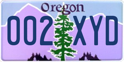 OR license plate 002XYD