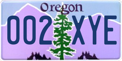 OR license plate 002XYE