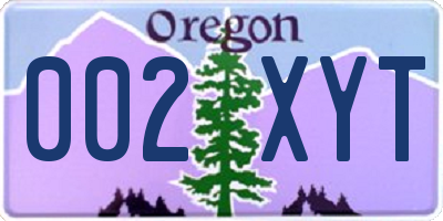 OR license plate 002XYT