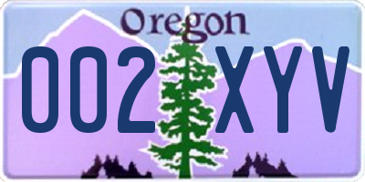 OR license plate 002XYV
