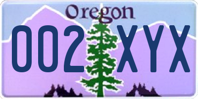 OR license plate 002XYX