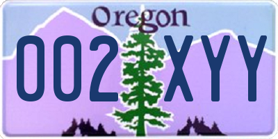 OR license plate 002XYY