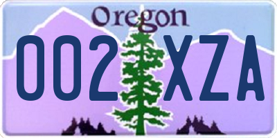 OR license plate 002XZA
