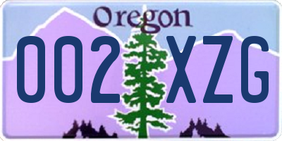 OR license plate 002XZG