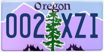 OR license plate 002XZI
