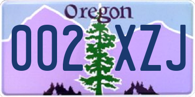 OR license plate 002XZJ