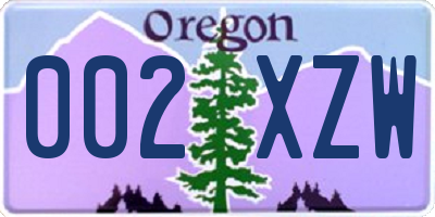 OR license plate 002XZW