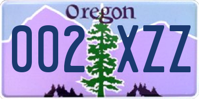 OR license plate 002XZZ