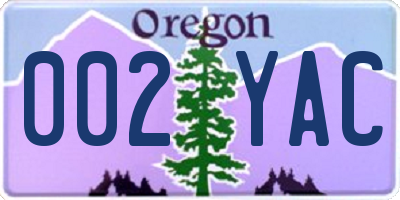 OR license plate 002YAC