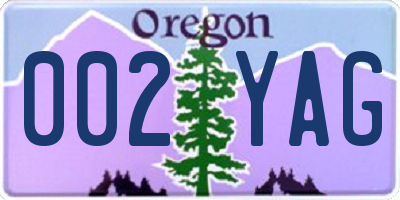 OR license plate 002YAG