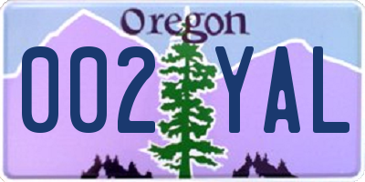 OR license plate 002YAL