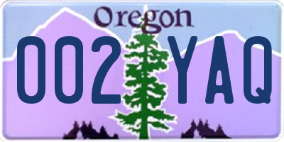 OR license plate 002YAQ