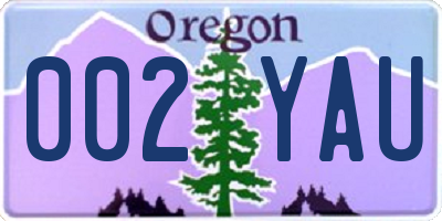 OR license plate 002YAU