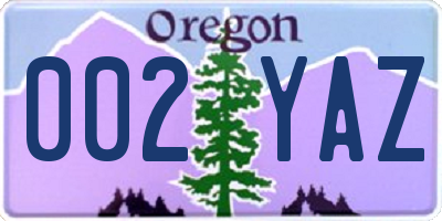 OR license plate 002YAZ