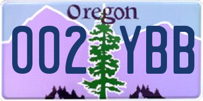 OR license plate 002YBB
