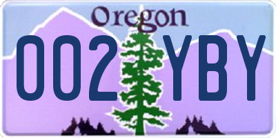 OR license plate 002YBY