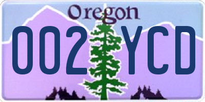 OR license plate 002YCD