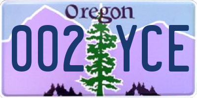 OR license plate 002YCE