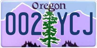 OR license plate 002YCJ