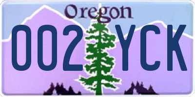 OR license plate 002YCK