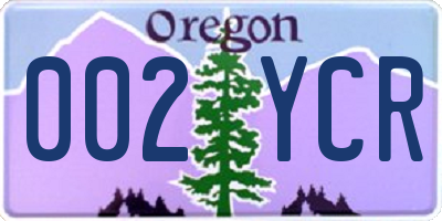 OR license plate 002YCR