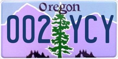 OR license plate 002YCY