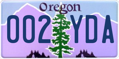 OR license plate 002YDA