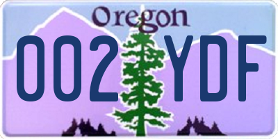 OR license plate 002YDF