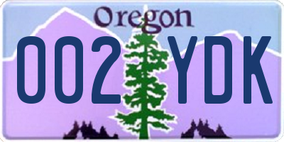 OR license plate 002YDK