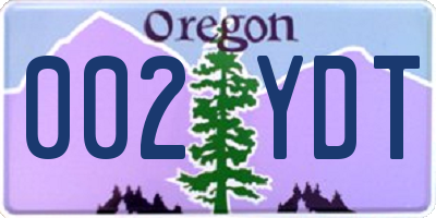 OR license plate 002YDT
