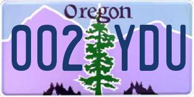 OR license plate 002YDU