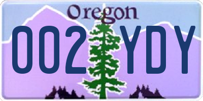 OR license plate 002YDY