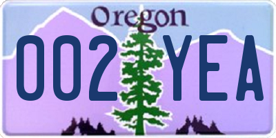 OR license plate 002YEA