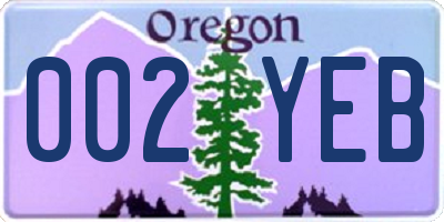 OR license plate 002YEB