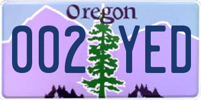 OR license plate 002YED