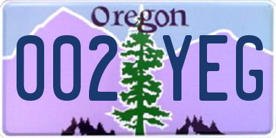 OR license plate 002YEG