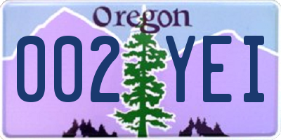 OR license plate 002YEI