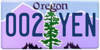 OR license plate 002YEN