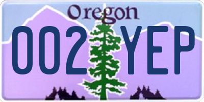 OR license plate 002YEP