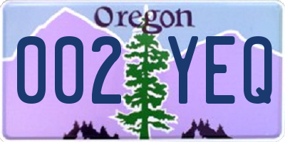 OR license plate 002YEQ