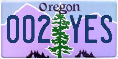 OR license plate 002YES