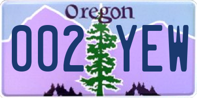 OR license plate 002YEW